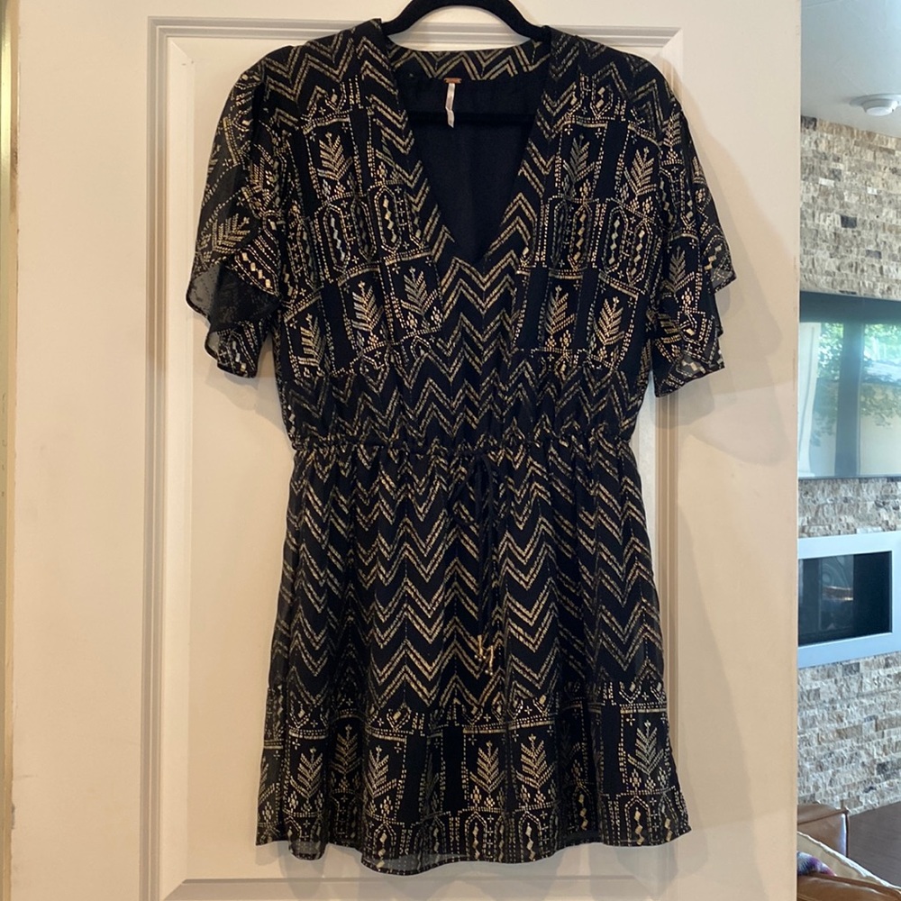 Free People black and gold tunic dress